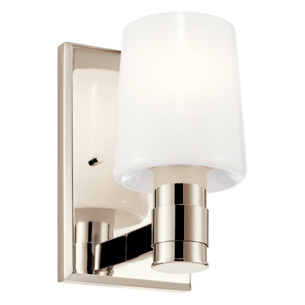 Adani 8.5 Inch 1 Light Vanity with Opal Glass in Polished Nickel