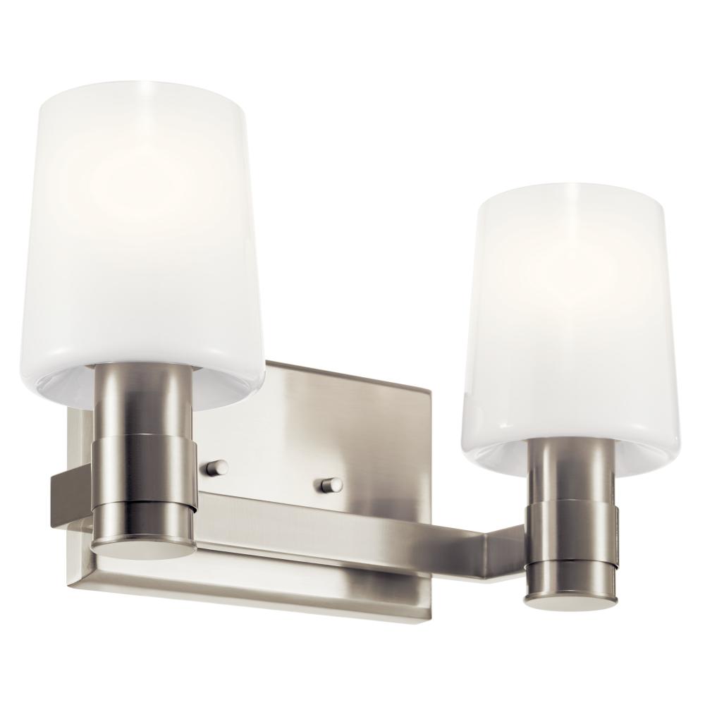 Adani 14.5 Inch 2 Light Vanity with Opal Glass in Brushed Nickel