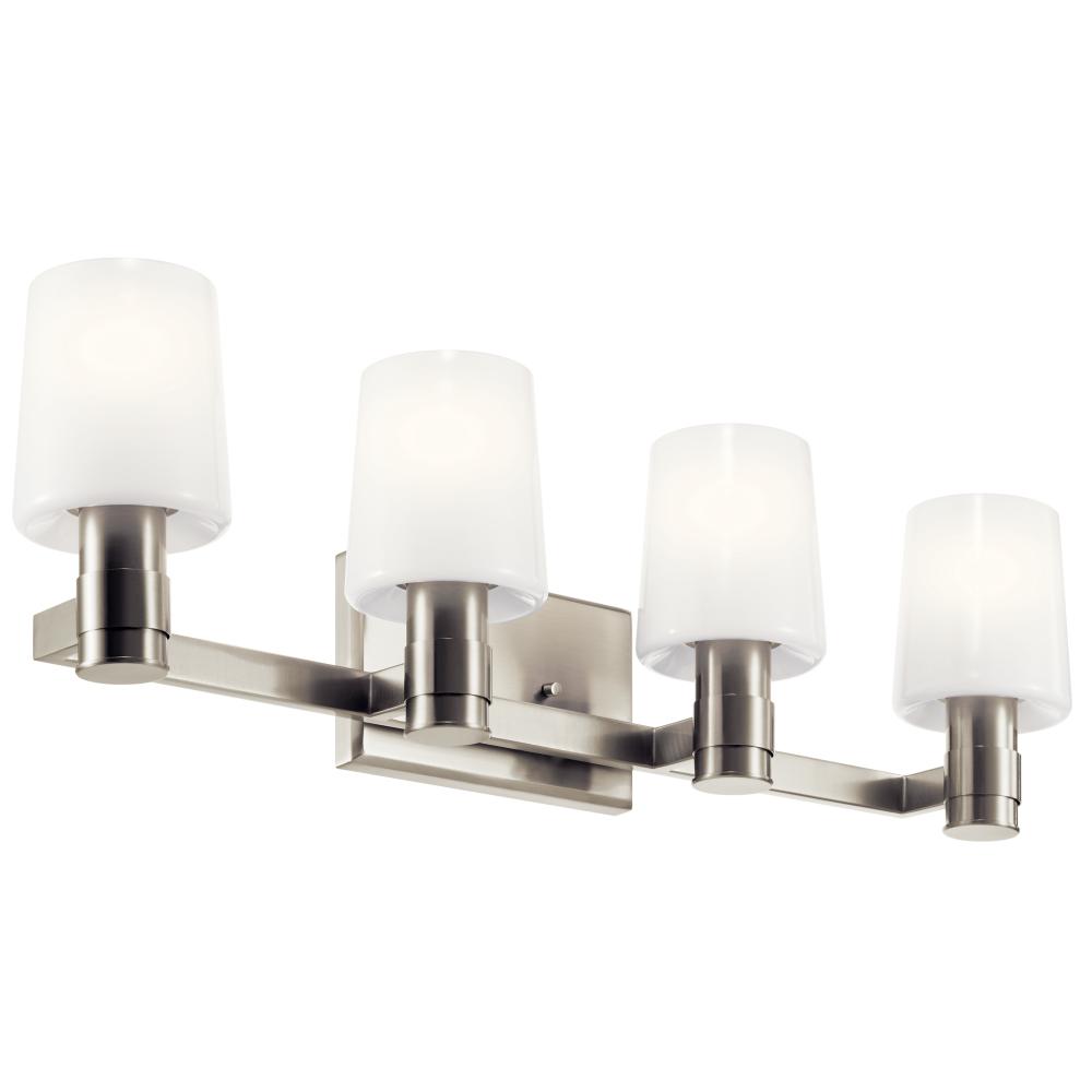 Adani 30 Inch 4 Light Vanity with Opal Glass in Brushed Nickel