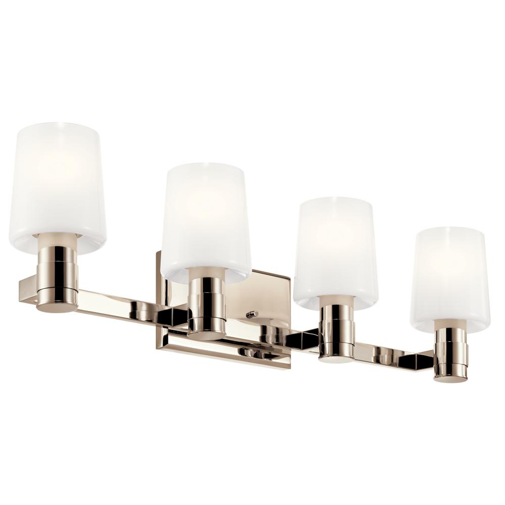 Adani 30 Inch 4 Light Vanity with Opal Glass in Polished Nickel