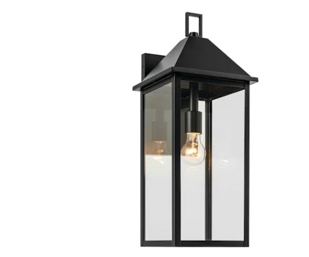 Prin 22 Inch 1 Light Outdoor Wall Light with Clear Glass in Black