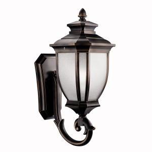 Salisbury 24.25" 1 Light Outdoor Wall Light with White Linen Glass in Rubbed Bronze