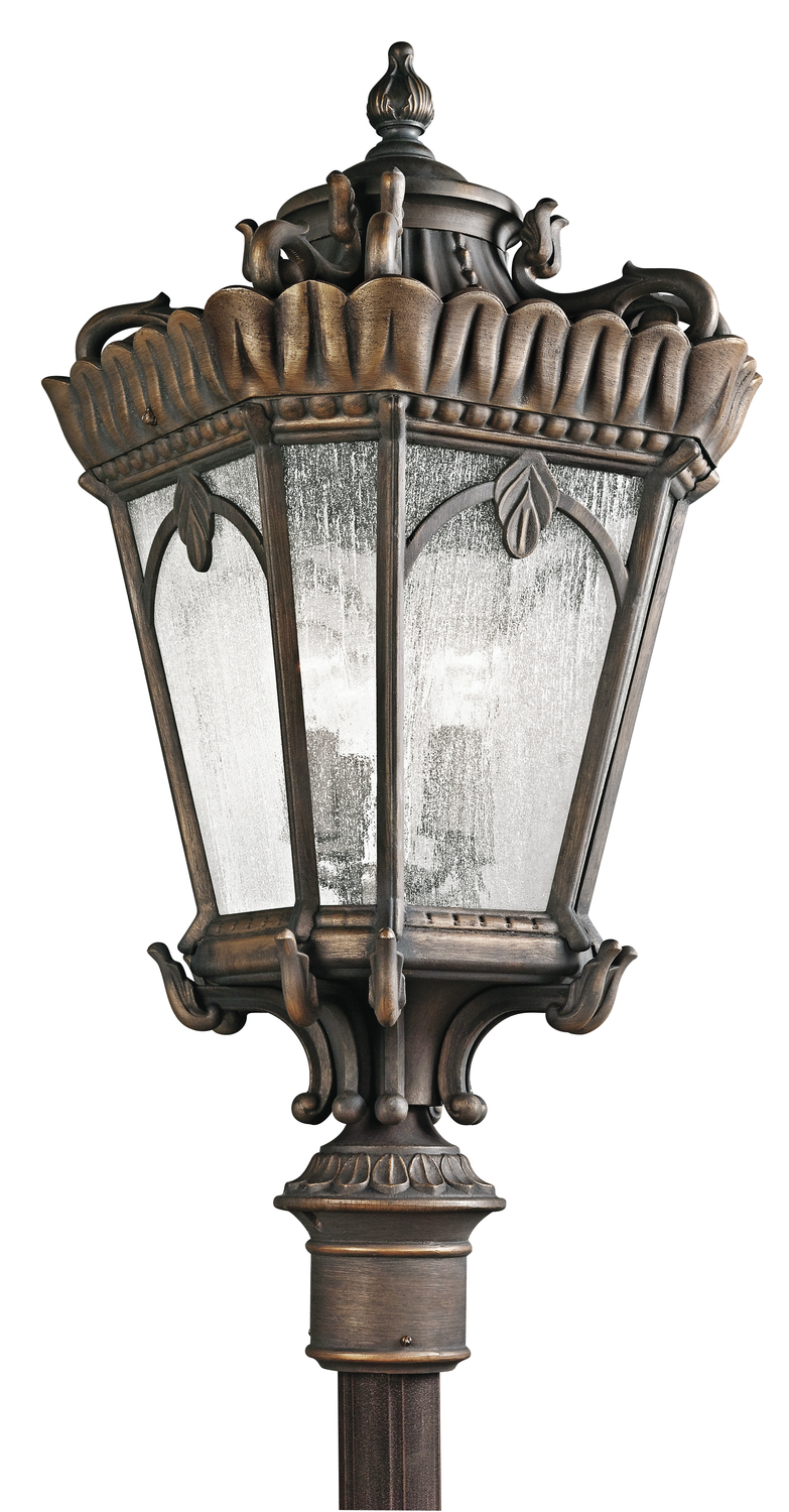 Tournai 37.5" 4 Light Outdoor Post Light with Clear Seeded Glass in Londonderry