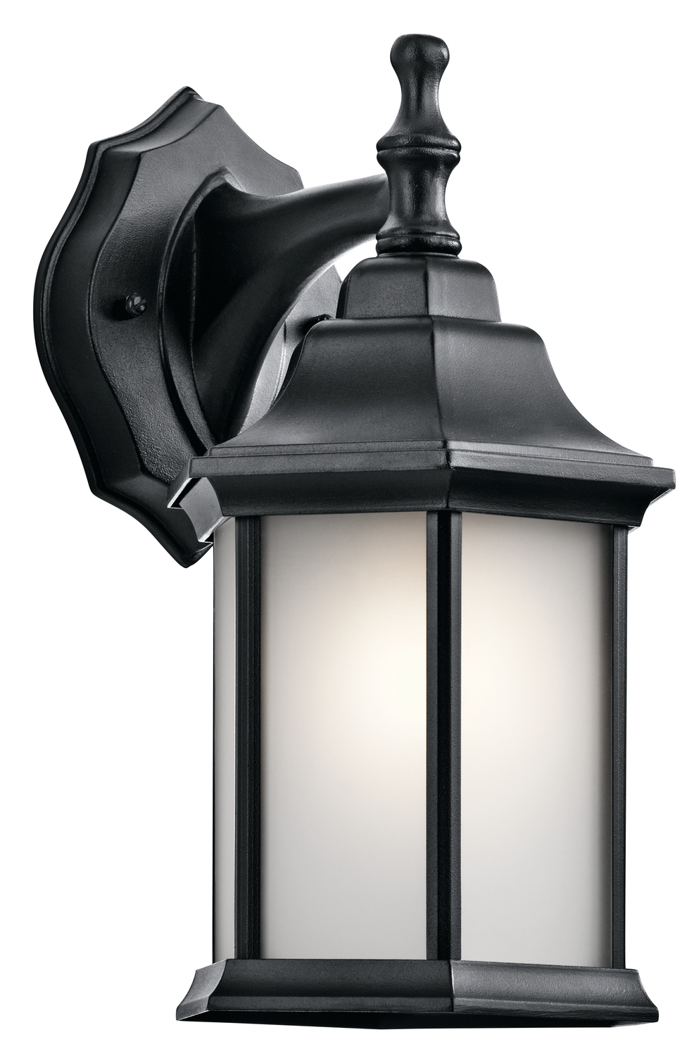 Chesapeake 11.75" 1 Light Outdoor Wall Light with Satin Etched Glass in Black
