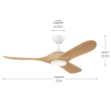 Kichler 310552MWH - 52" Mylo Ceiling Fan with Satin Etch Cased Opal Glass in Matte White with White Maple Wood Blade