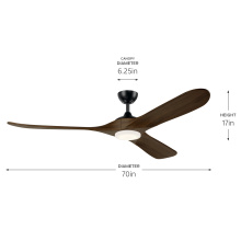 Kichler 310570SBK - 70" Mylo Ceiling Fan with Satin Etch Cased Opal Glass in Satin Black with Aged Walnut Wood Blade