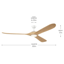 Kichler 310580MWH - 80" Mylo Ceiling Fan with Satin Etch Cased Opal Glass in Matte White with White Maple Wood Blade