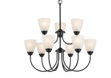 Kichler 43639BK - Jolie 9-Light Chandelier with Satin Etched Glass in Black