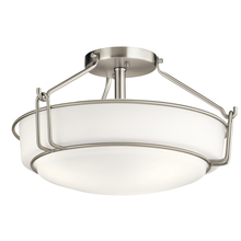 Kichler 44085NI - Alkire 16.5" 3 light Semi Flush with Satin Etched White Glass in Brushed Nickel