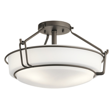 Kichler 44085OZ - Alkire 16.5" 3 light Semi Flush with Satin Etched White Glass in Olde Bronze