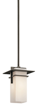Kichler 49640OZ - Caterham 10" 1 Light Outdoor Pendant with Satin Etched Cased Opal Glass in Olde Bronze