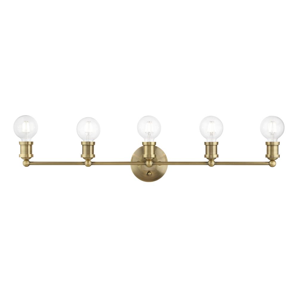 5 Light Antique Brass ADA Large Vanity Sconce