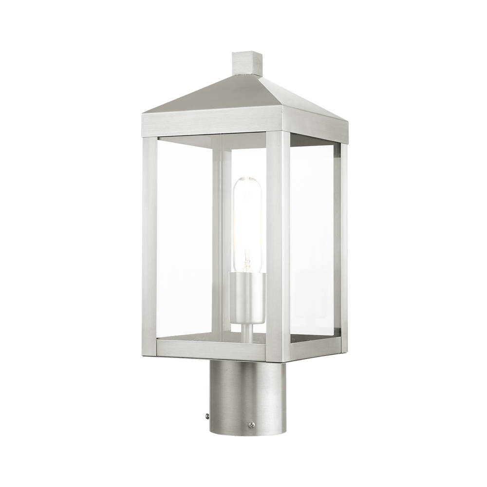 1 Lt Brushed Nickel Outdoor Post Top Lantern