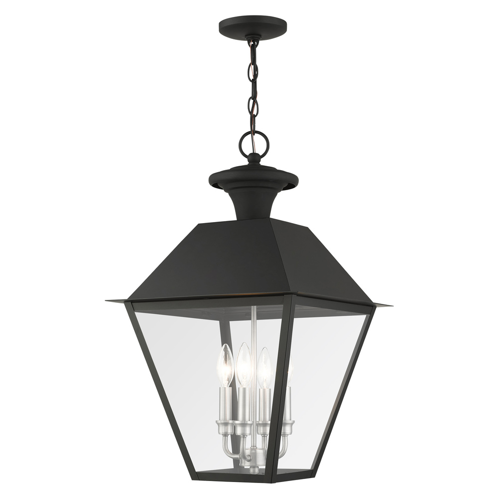 4 Lt Black Outdoor Pendant Lantern