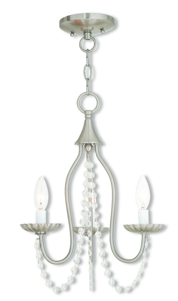 3 Light Brushed Nickel Mini Chandelier