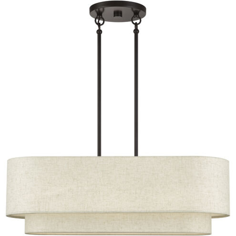 3 Light English Bronze Medium Linear Chandelier