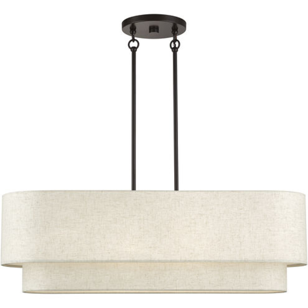 4 Light English Bronze Large Linear Chandelier