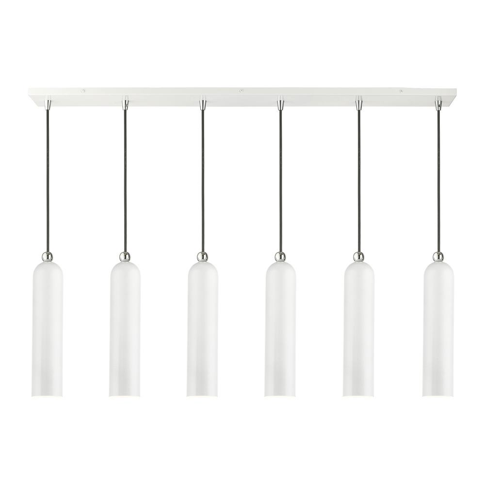 6 Lt Shiny White Finish  Linear Pendant