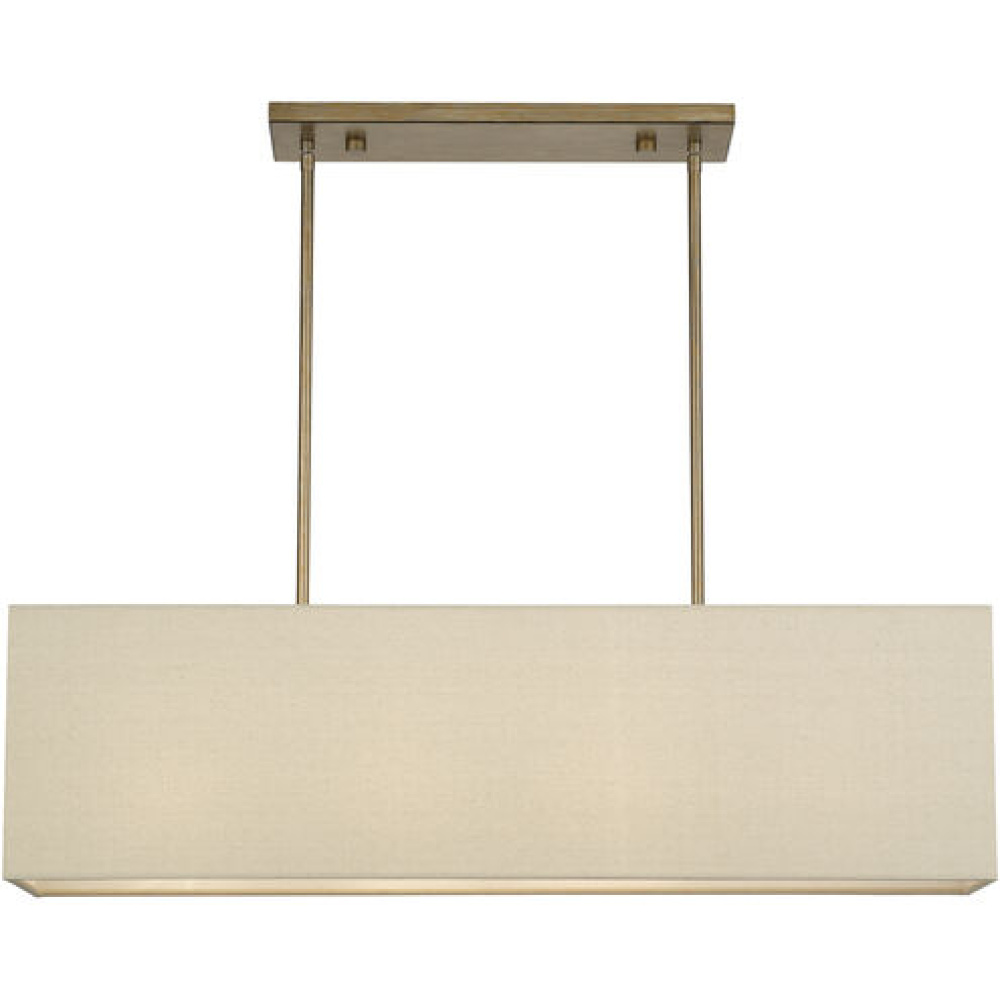 4 Light Antique Gold Leaf Large Linear Chandelier