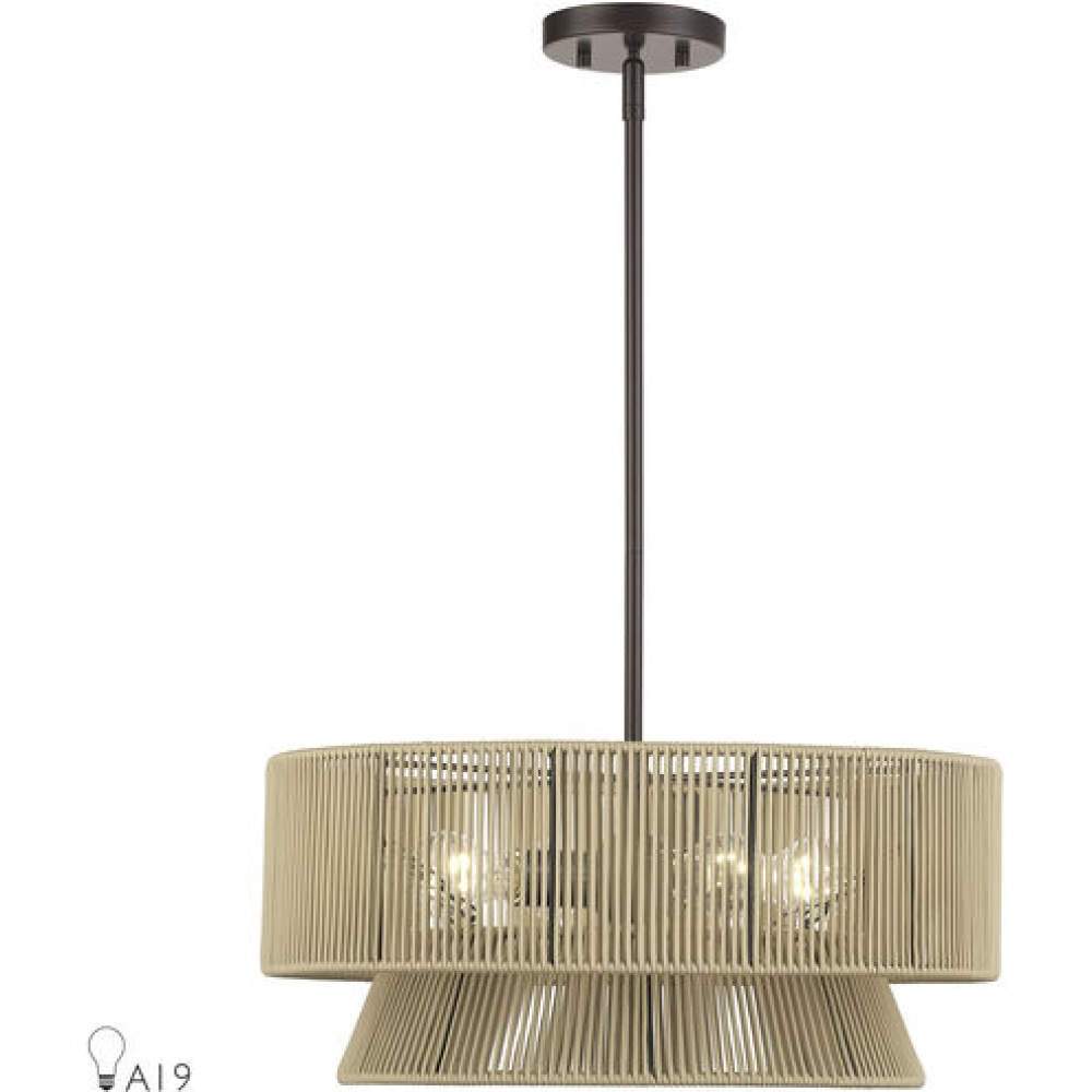 4 Light English Bronze Pendant Chandelier