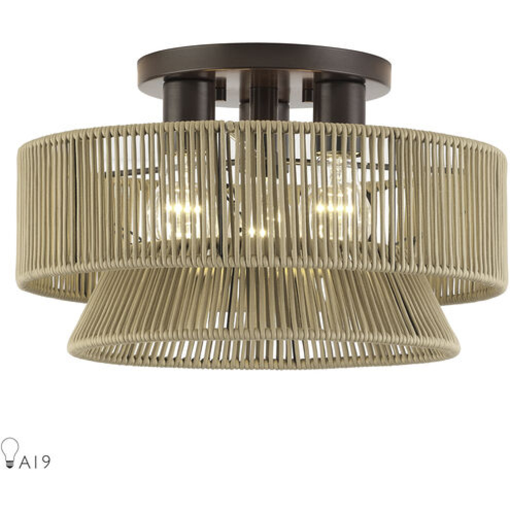 3 Light English Bronze Large Semi-Flush