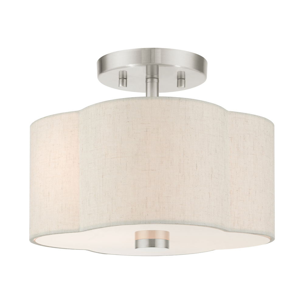 2 Lt Brushed Nickel Semi Flush