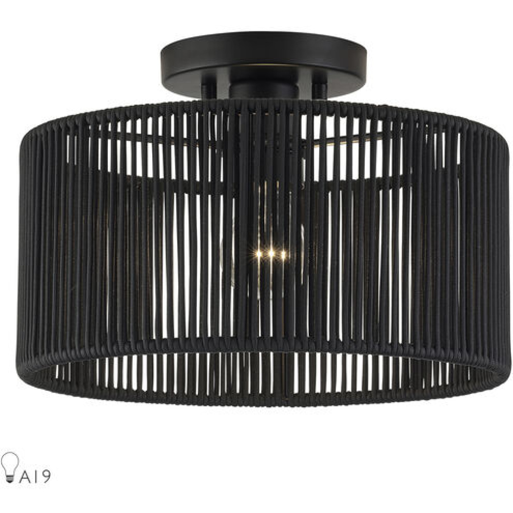 1 Light Black Medium Semi-Flush