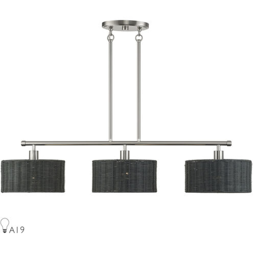 3 Light Black Extra Large Linear Chandelier