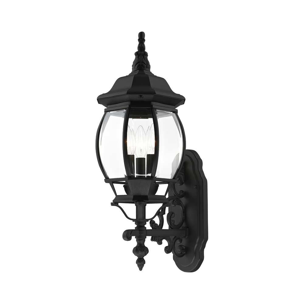 3 Lt Textured Black Outdoor Wall Lantern