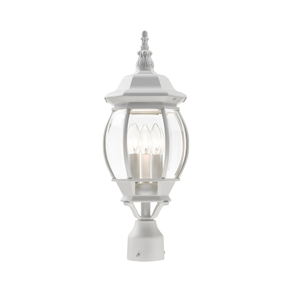 3 Lt Textured White Outdoor Post Top Lantern