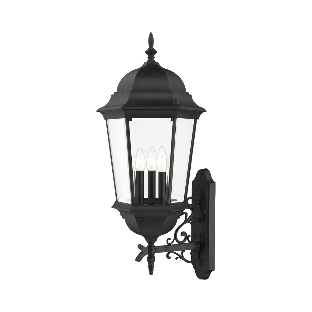 3 Lt Textured Black Outdoor Wall Lantern