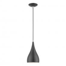 Livex Lighting 41171-96 - 1 Light Shiny Dark Gray with Polished Chrome Accents Mini Pendant