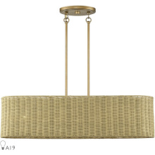 Livex Lighting 60587-48 - 4 Light Antique Gold Leaf Large Linear Chandelier