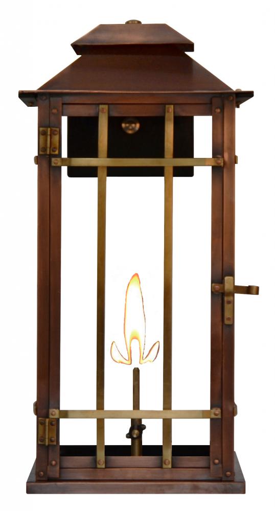 The CopperSmith Badlands 18" Tall Copper Gas Wall Mount Outdoor Light Lantern Sconce
