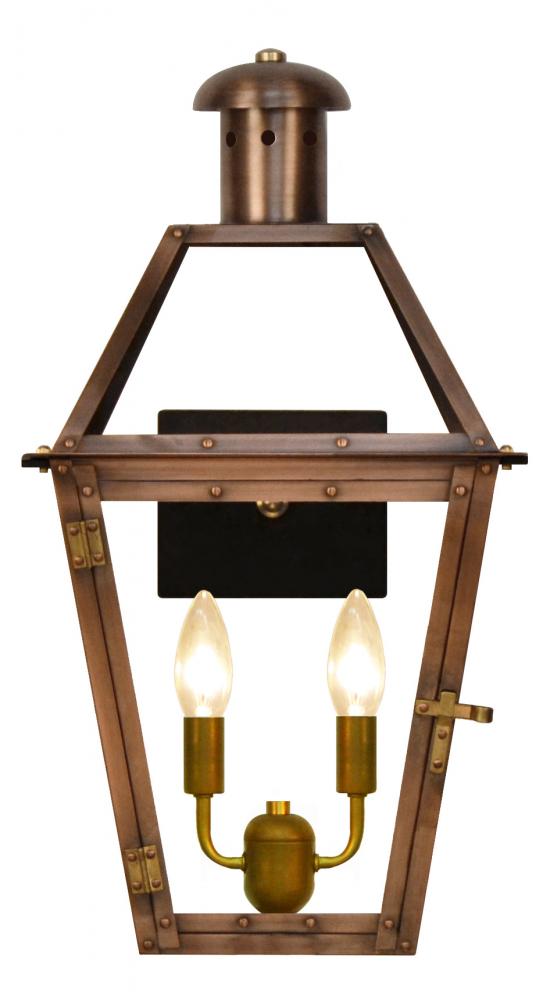 The CopperSmith Georgetown 18" Tall Copper Electric Wall Mount Outdoor Light Lantern Sconce