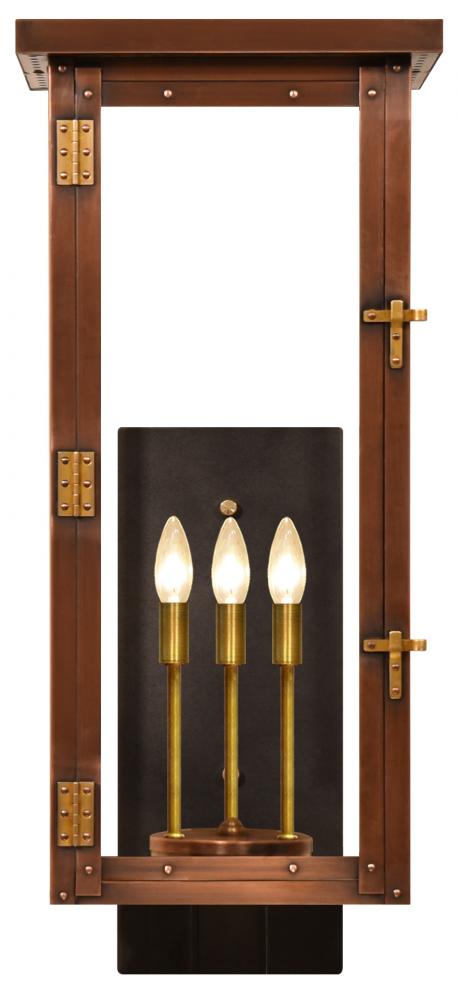 The CopperSmith Moneo 23" Tall Copper Electric Wall Mount Outdoor Light Lantern Sconce