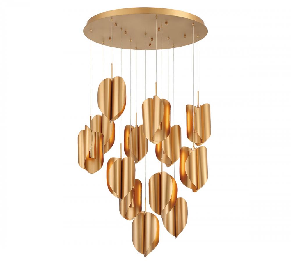 Portofino, 13 Light Round LED Chandelier, Satin Gold