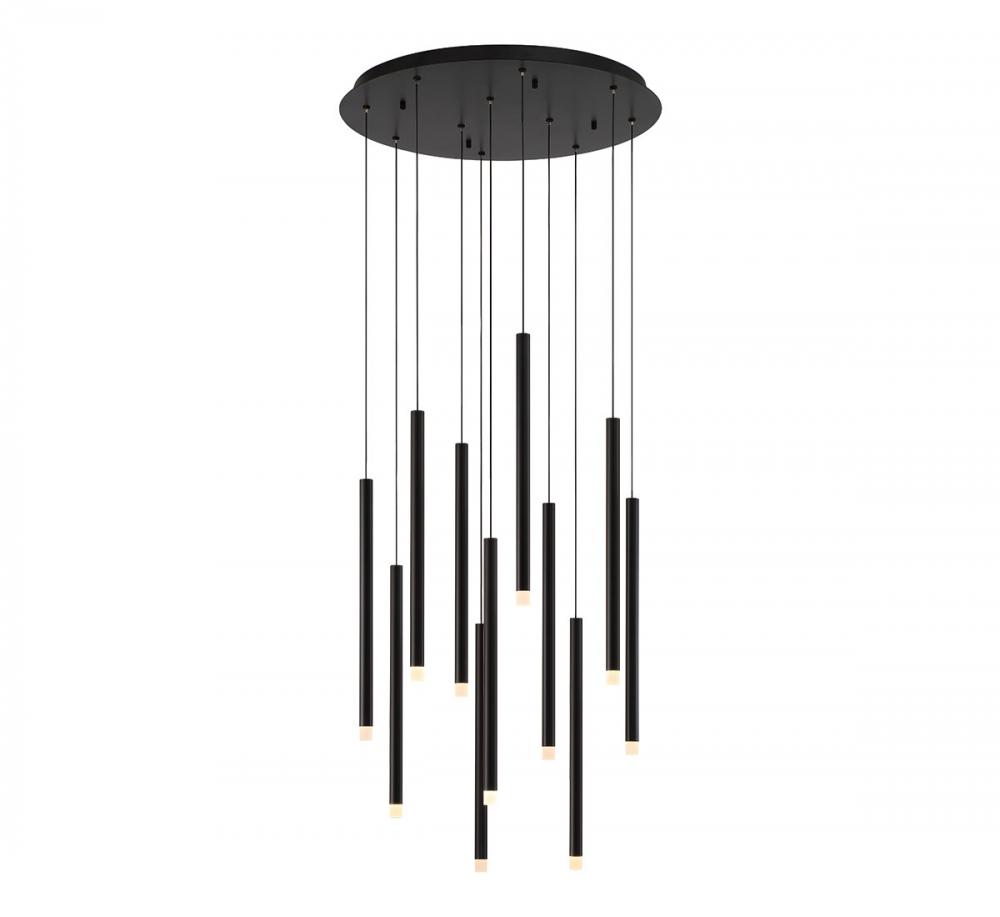 Amalfi, 11 Light Round LED Chandelier, Matte Black