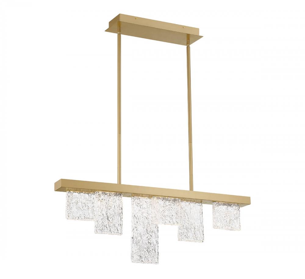 Siena, 6 Light Linear LED Chandelier, Brushed Gold