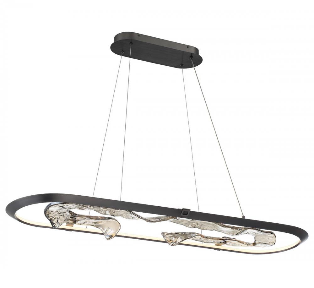 Nettuno, Large Oval LED Chandelier, Metallic Brushed Grey