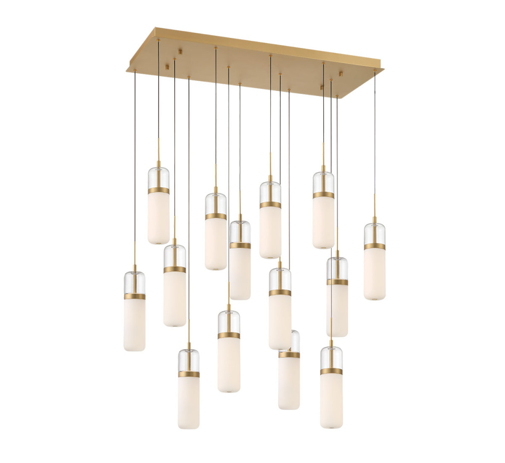 Verona, 14 Light Rectangular LED Chandelier, Painted Antique Brass