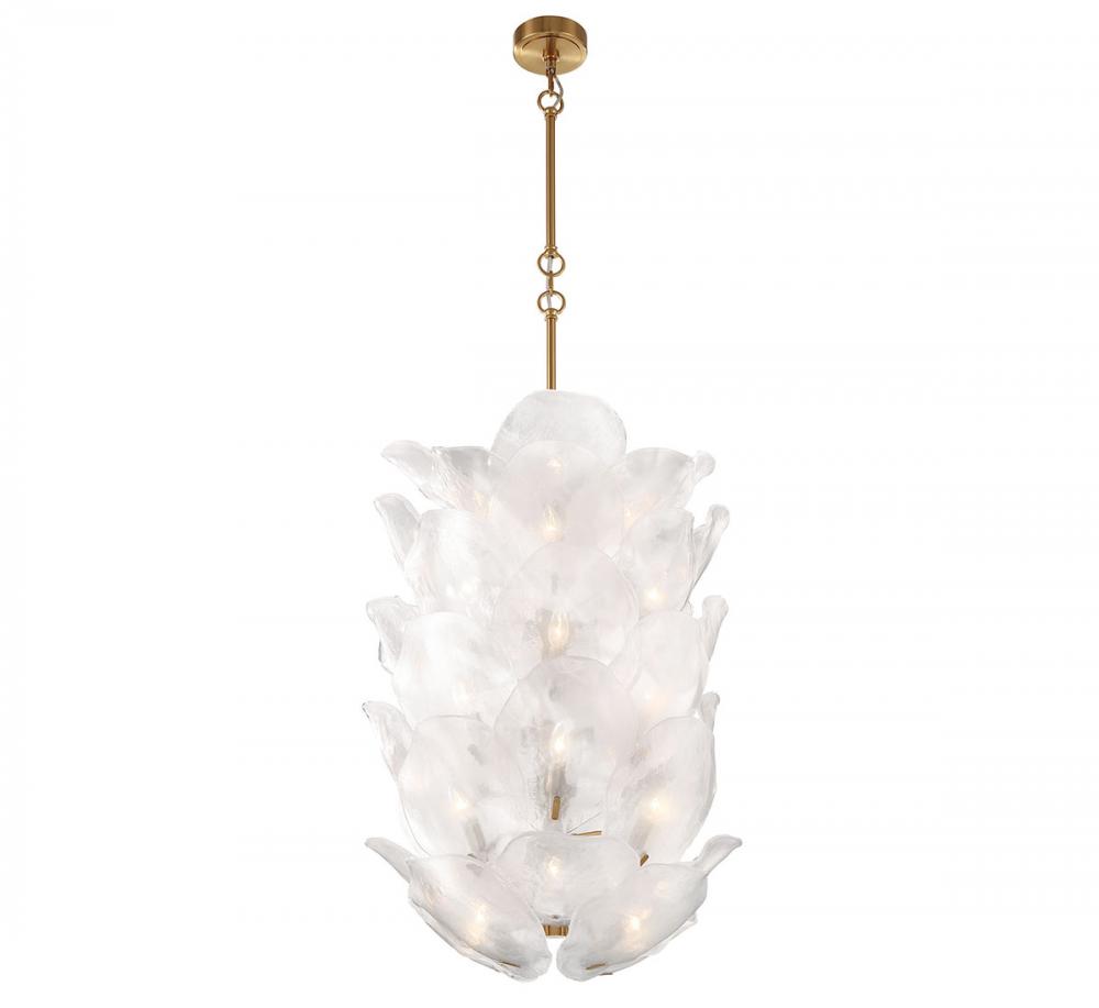 Corato, 40 Light Grand Chandelier, Brushed Brass with Translucent White Glass