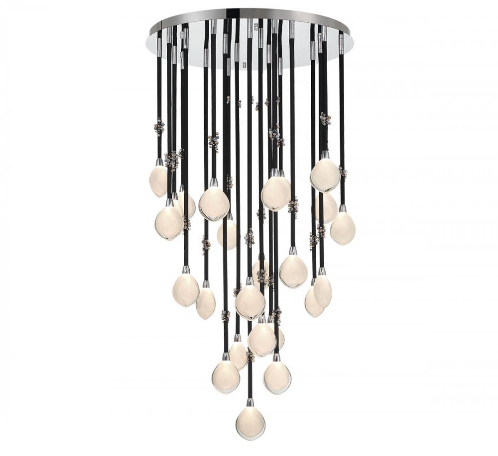 Bellissima, 24 Light LED Chandelier, Black Sleeves