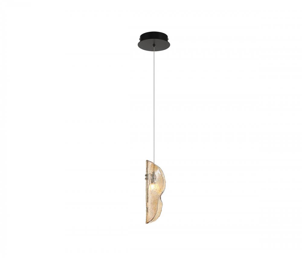 Sorrento, 1 Light LED Pendant, Amber, Black Canopy