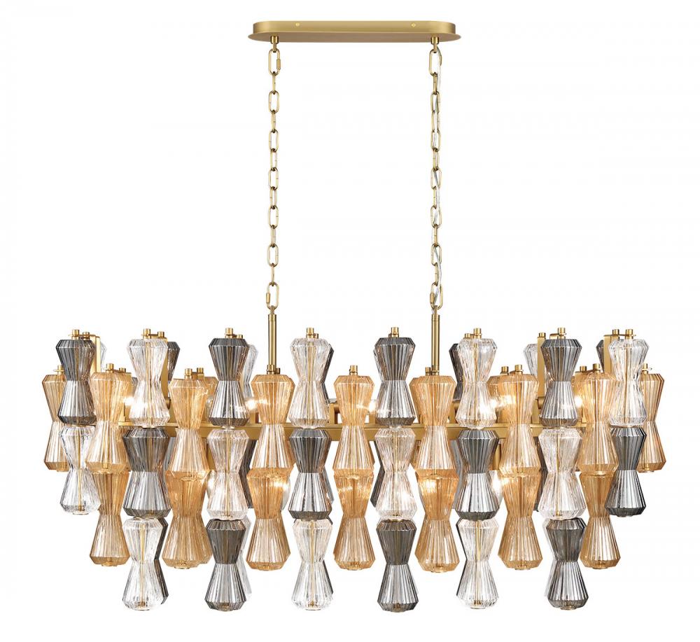 Veneto, 13 Light Oval Chandelier, Aged Brass