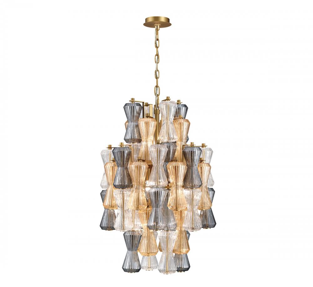 Veneto, 8 Light Chandelier,Aged Brass