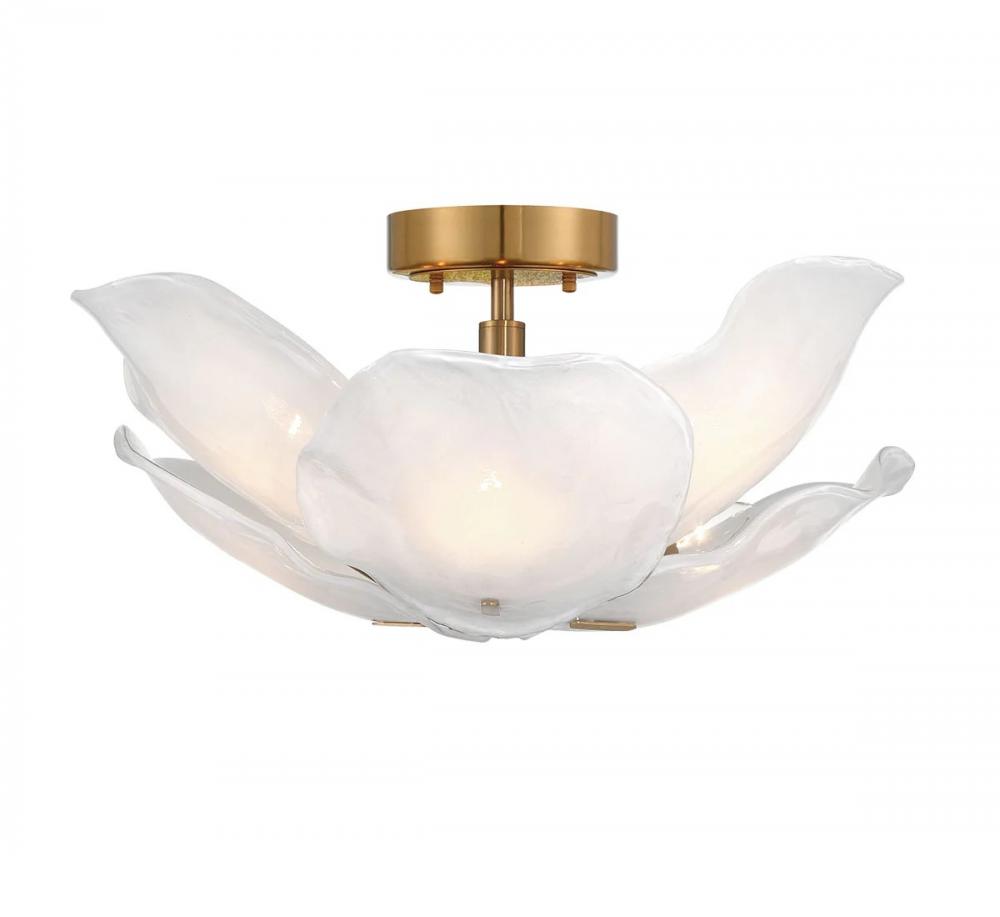 Corato, 6 Light Flushmount / Pendant, Brushed Brass with White Translucent