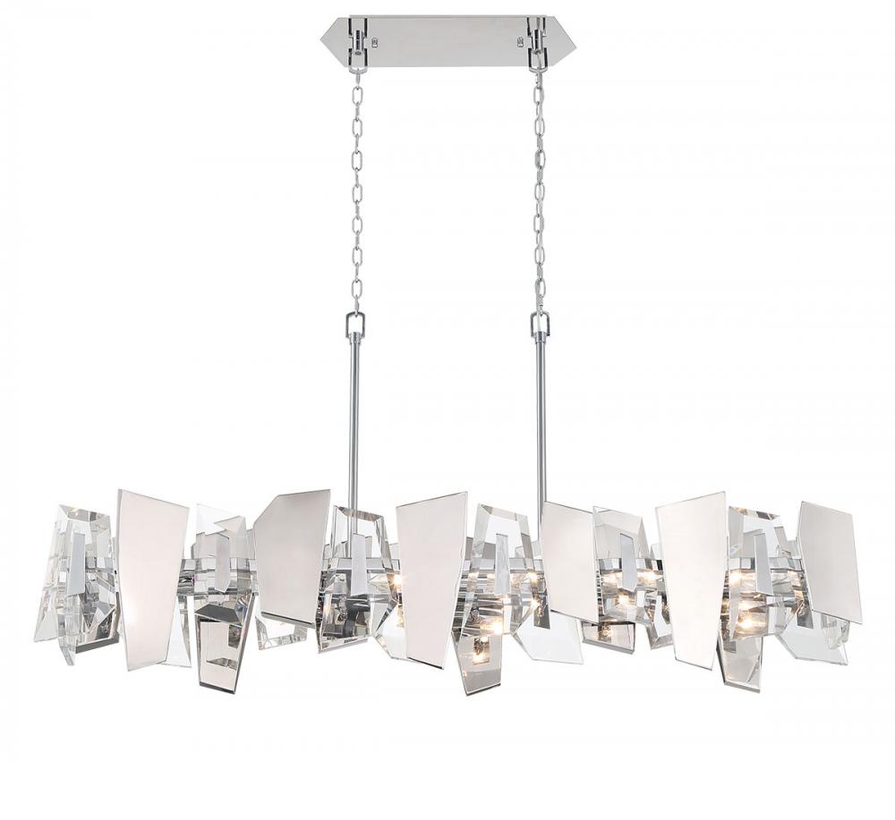 Castellana , 6 Light Linear Chandelier , Chrome , Clear Crystal