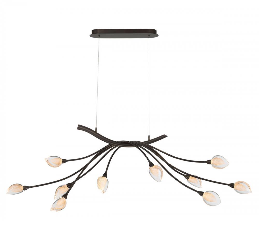 Modena, 10 Light Oval LED Chandelier,
 Black with Gold Accent