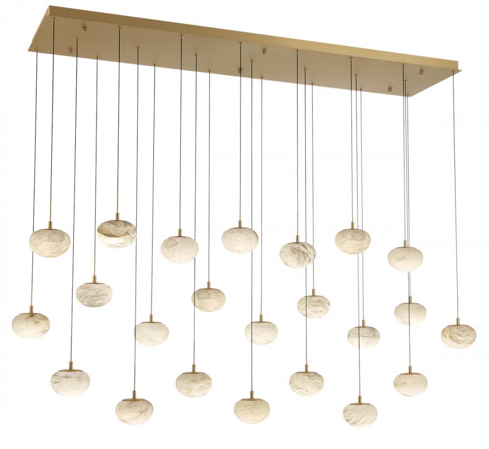 Calcolo, 23 light Rectangular LED Chandelier, Painted Antique Brass